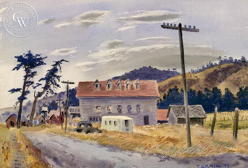 800x542 Farm Town, 1941, Art By Tom Craig California Watercolor