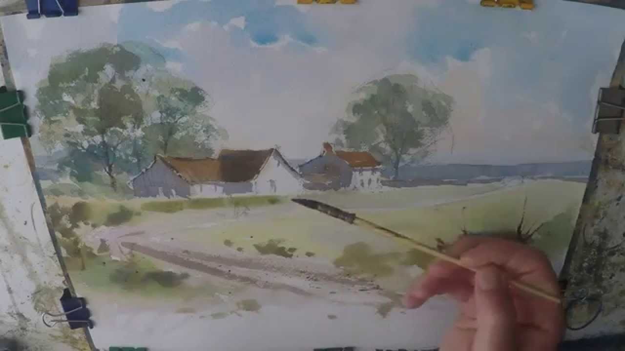 1280x720 Farmhouse Cottage Watercolour Painting Demo Watercolor Farm
