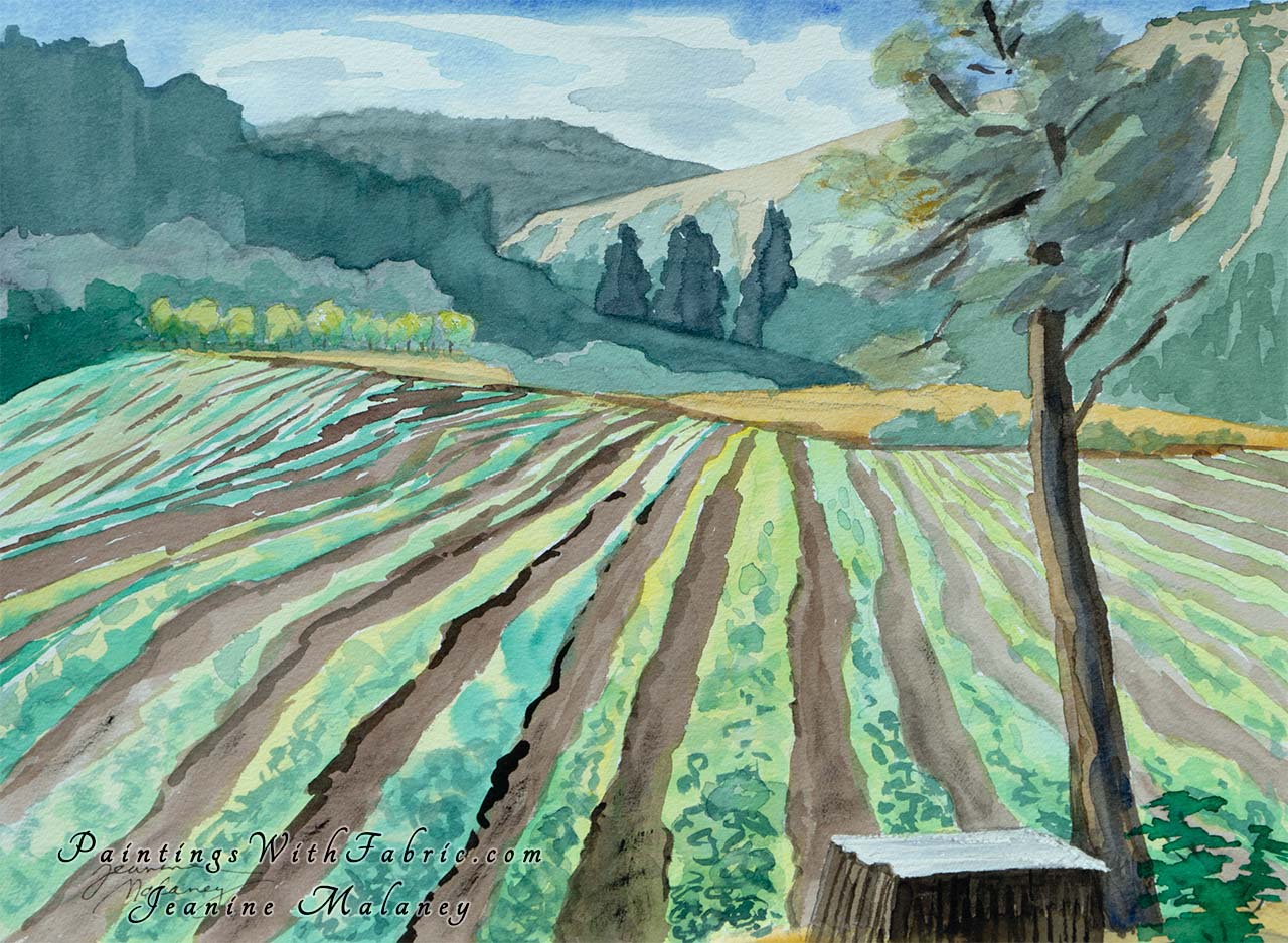 1280x938 Chimney Rock Farm Watercolor Painting