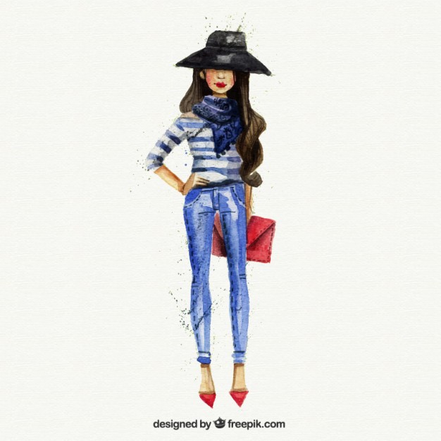 626x626 Watercolor Fashion Girl Vector Free Download