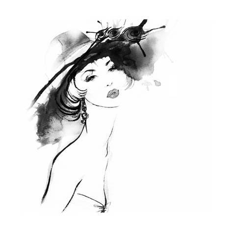 473x473 Woman Portrait .abstract Watercolor .fashion Background Posters By