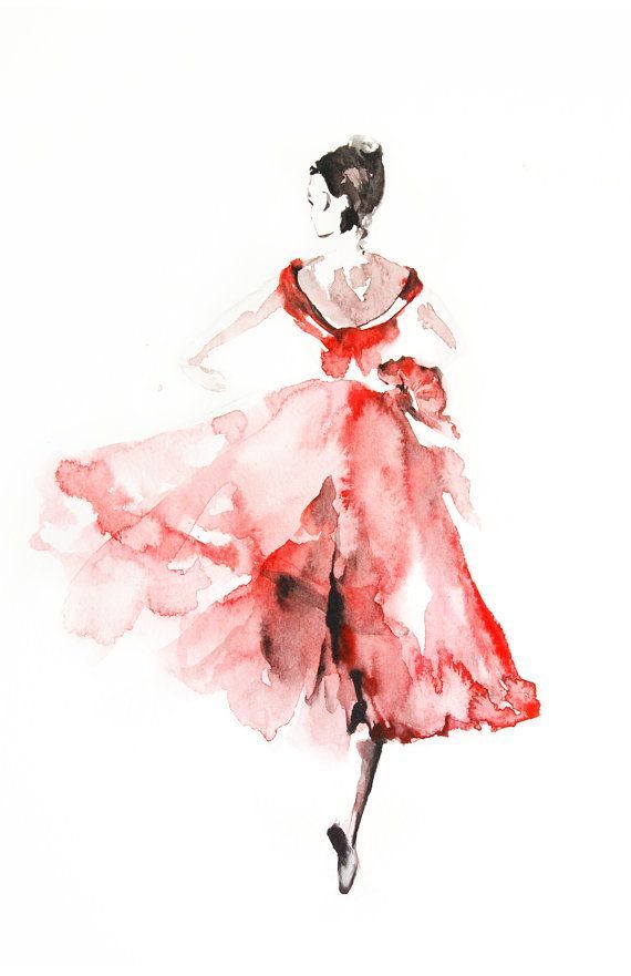 570x881 Ballerina In Pink, Watercolor Painting Art Print, Ballet Dance Art