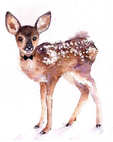375x468 Fawn In A Bow Tie Painting By Emily Mcphee Saatchi Art