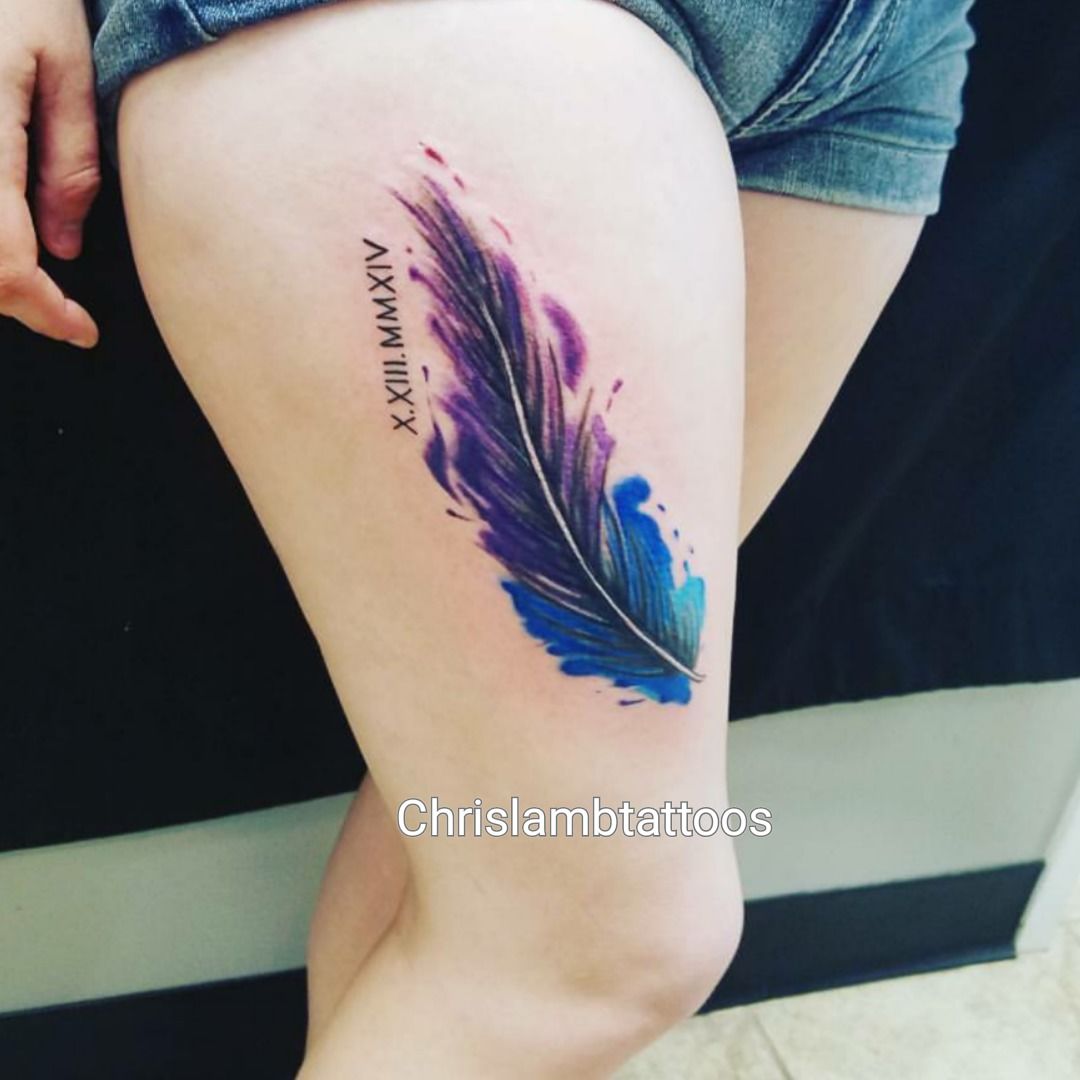1080x1080 Chrislambtattooswater Color Feather Watercolor Tattoos Watercolor
