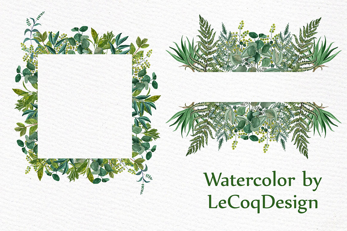 1162x775 Watercolor Fern Frames Clipart By Lecoqdesign