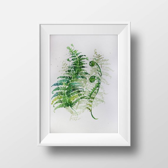 570x570 Watercolor Print Minimalism Art Fern Art Watercolor Art Etsy