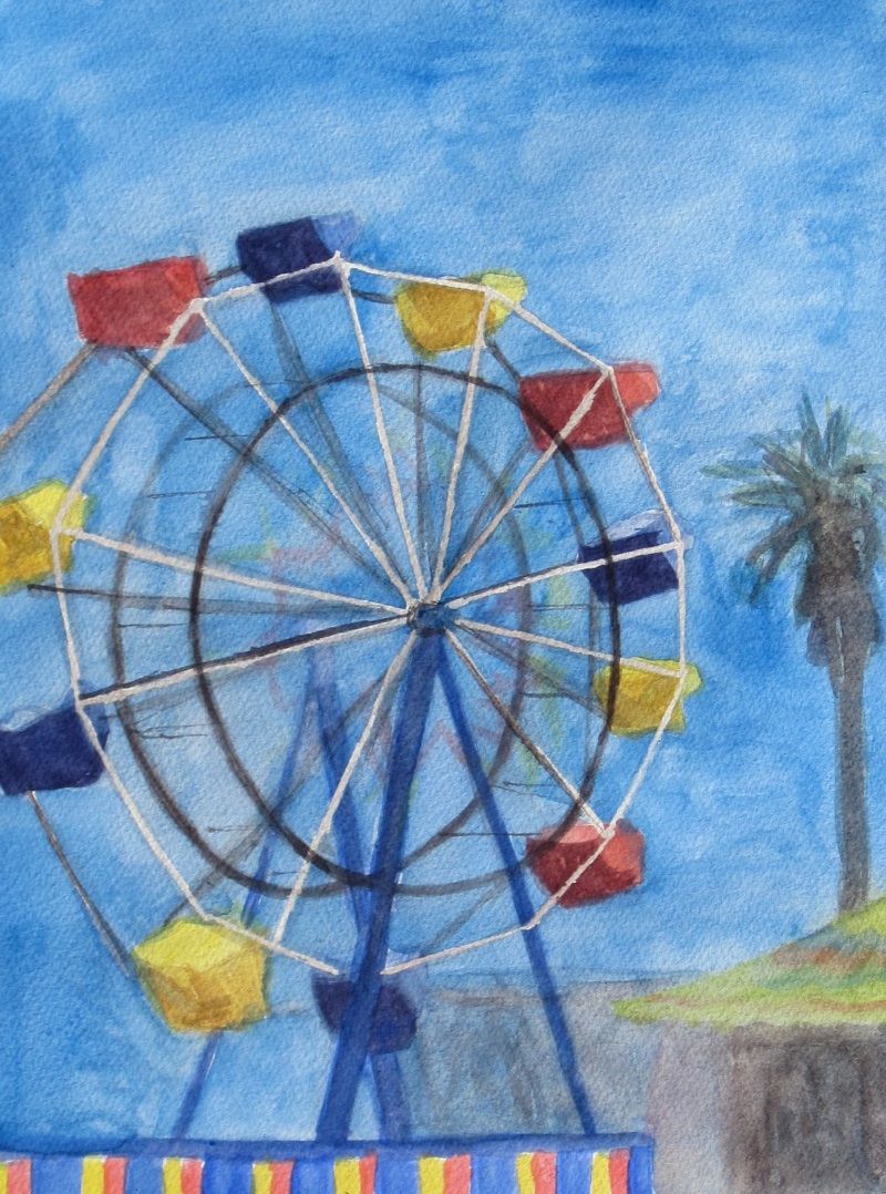 800x1078 Ferris Wheel. Watercolor On Paper. 12 X 9. For Landscape Painting