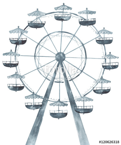 417x500 Ferris Wheel Watercolor Illustration Stock Photo And Royalty Free