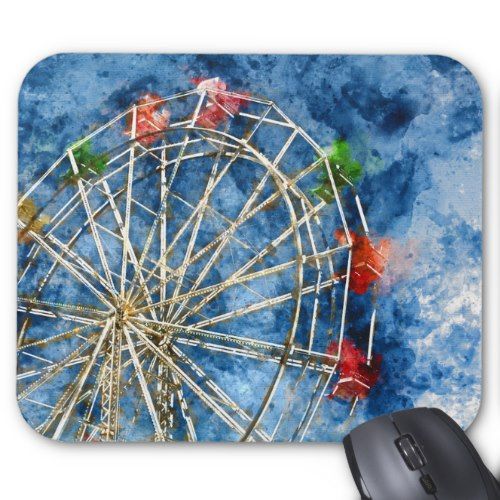 500x500 Watercolor Ferris Wheel In Santa Cruz California Mouse Pad