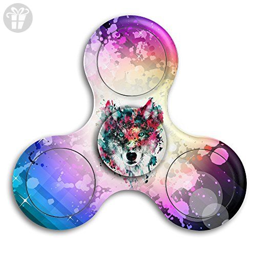 500x500 Watercolor Wolf Head Abs Tri Spinner Fidget Toy,hand Spinner Gift