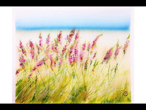480x360 Watercolor Field Of Flowers Painting Tutorial