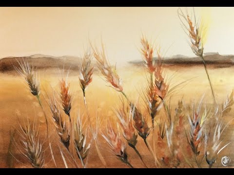 480x360 Watercolor Fields Of Wheat Painting Demonstration