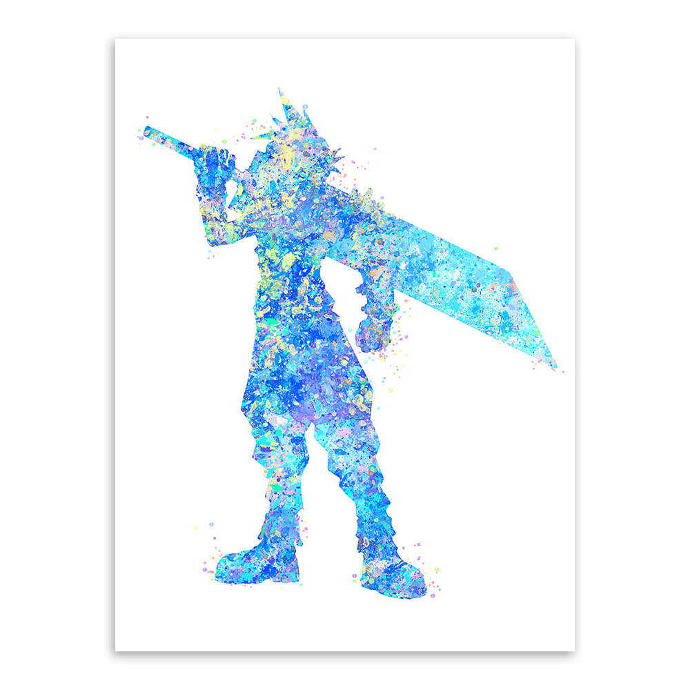 1000x1000 Original Watercolor Final Fantasy Japanese Game Poster Print