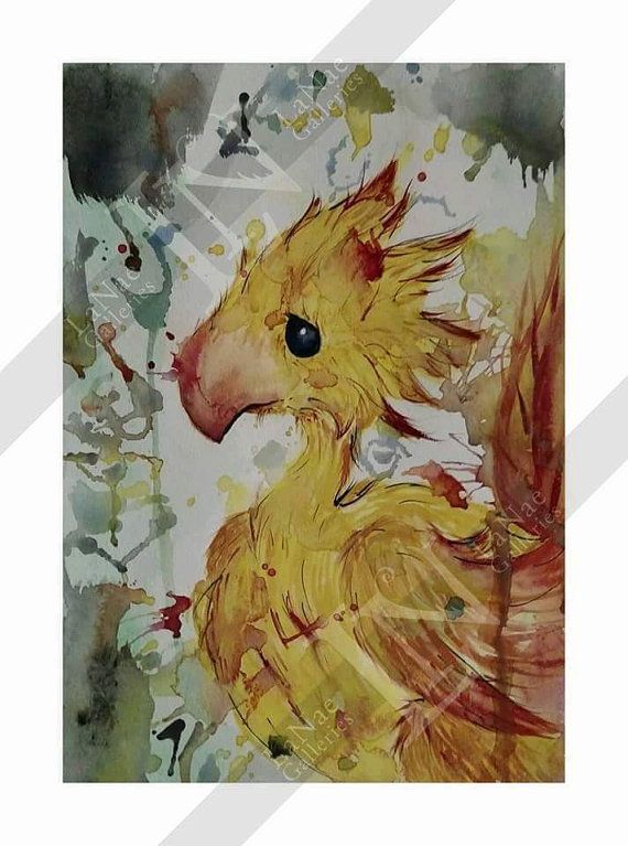 570x767 Chocobo Watercolor Painting By Lanaegalleries On Etsy. Final