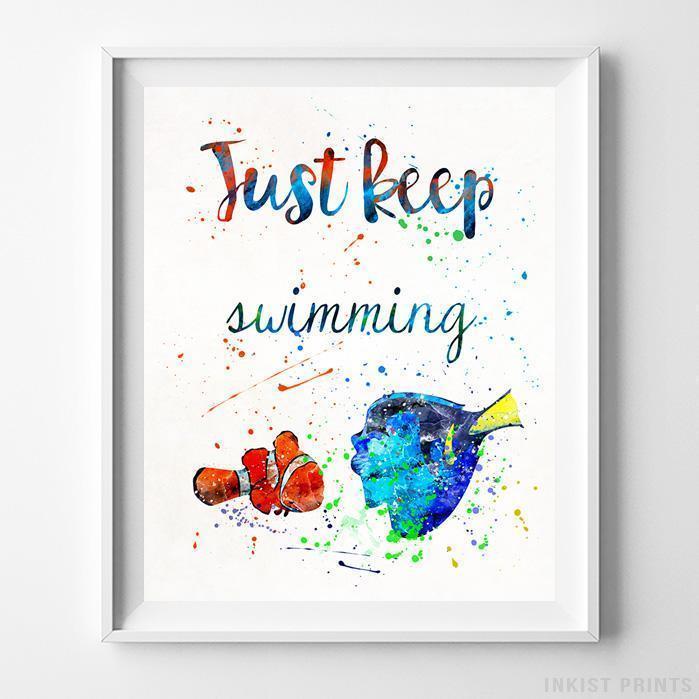 699x699 Finding Nemo Quote Type 2 Wall Art Disney Watercolor Poster Home