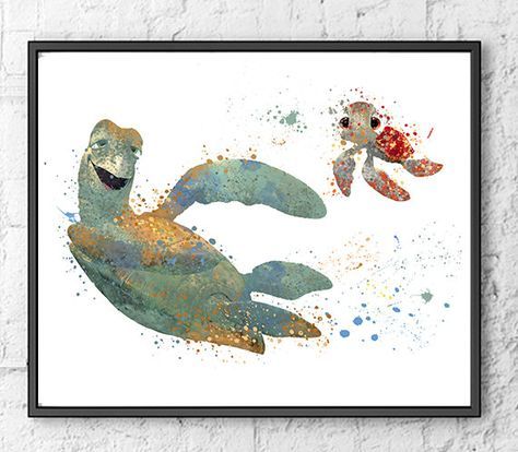 474x414 Finding Nemo Watercolor Print, Movie Poster, Disney Art, Pixar