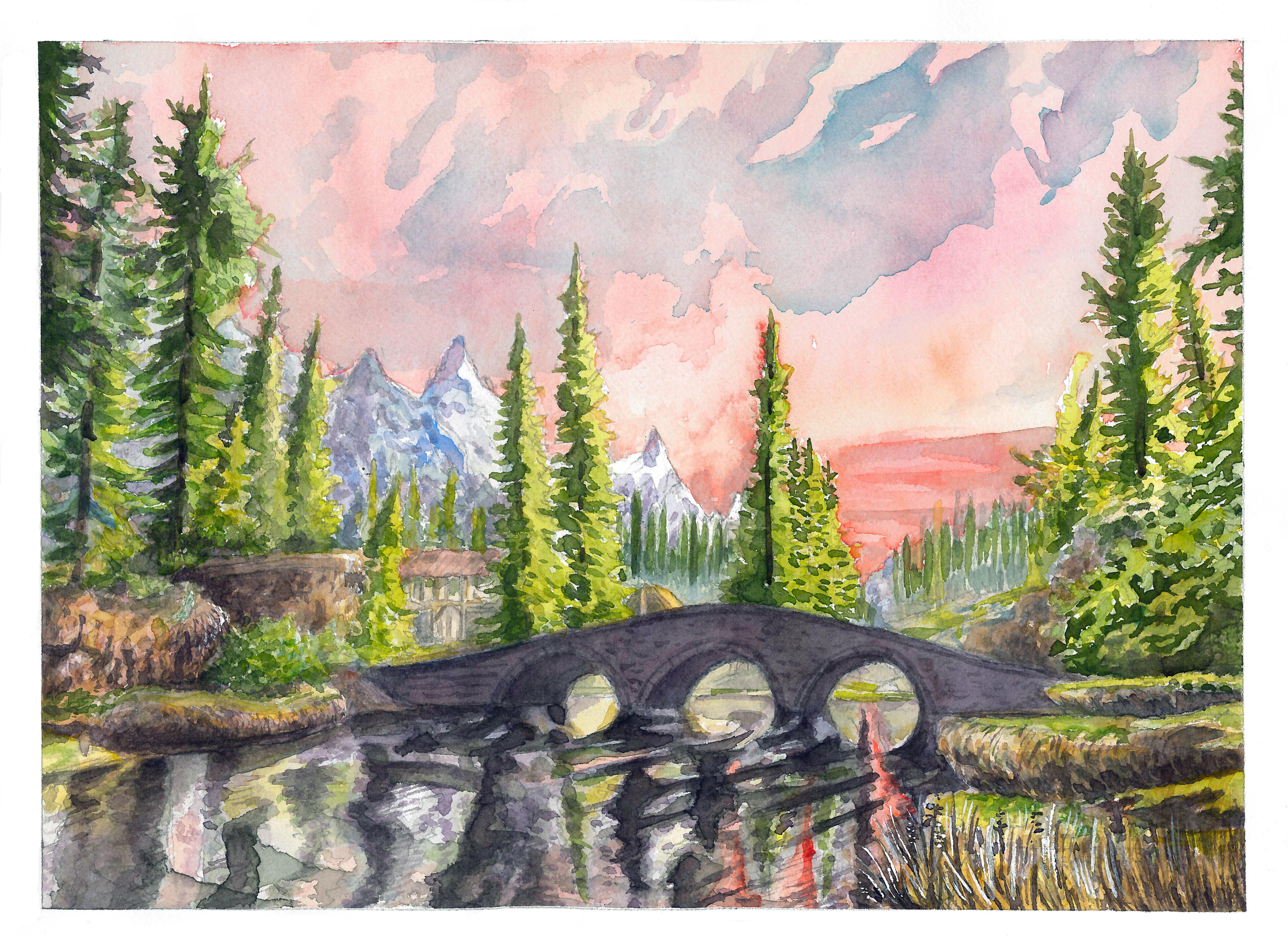 9124x6714 Last Night I Finished The First Painting For My Skyrim Watercolor