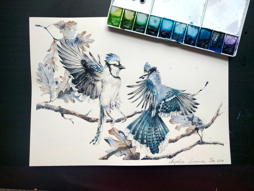 880x660 Watercolor Birds To Celebrate My First Anniversary Of Painting