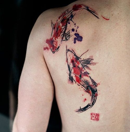 500x509 110 Best Japanese Koi Fish Tattoo Designs And Drawings