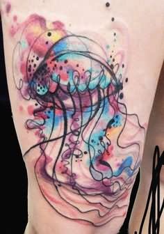 236x336 Jelly Fish Watercolor Tattoo