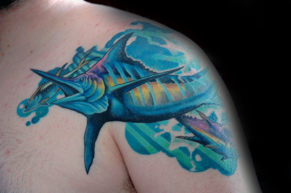 599x398 60 Marlin Tattoo Designs For Men