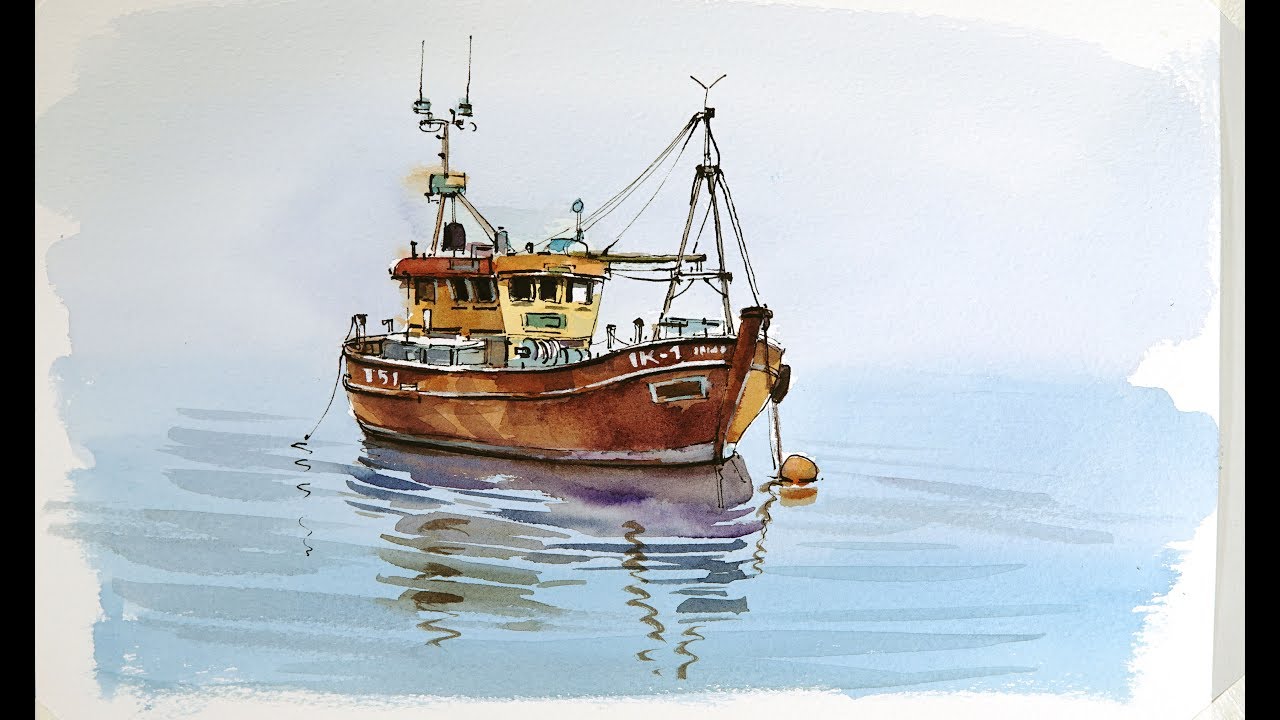 1280x720 Pen And Wash Watercolor Demonstration Old Fishing Boat