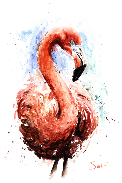 500x750 Flamingo Watercolor Print Watercolor Animal Paintings