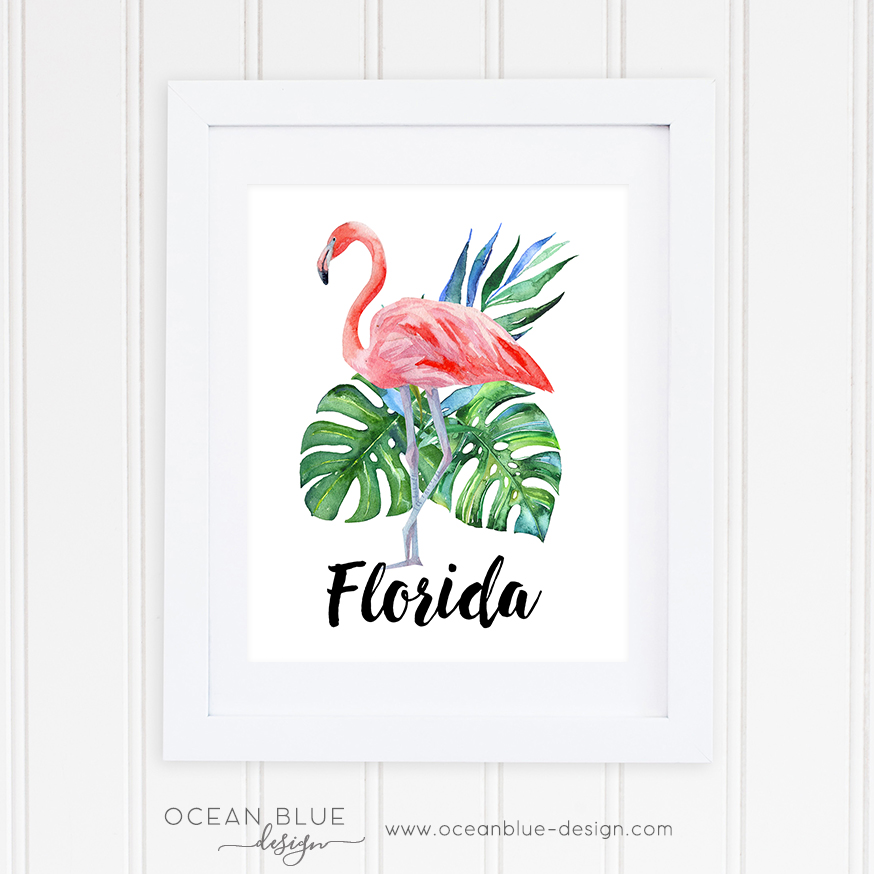 874x874 Palm Leaf And Flamingo Leaves Tropical Florida Watercolor Art
