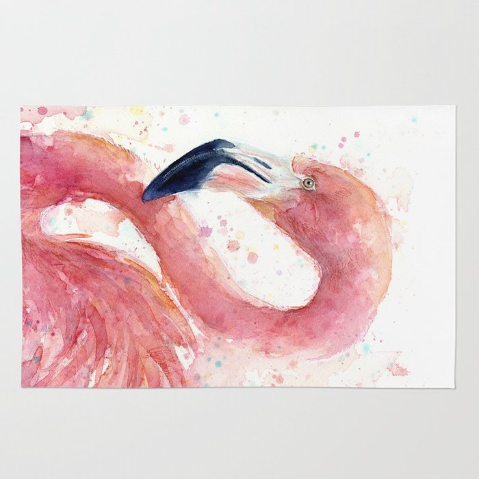 700x700 Pink Flamingo Watercolor Rug By Olechka Society6