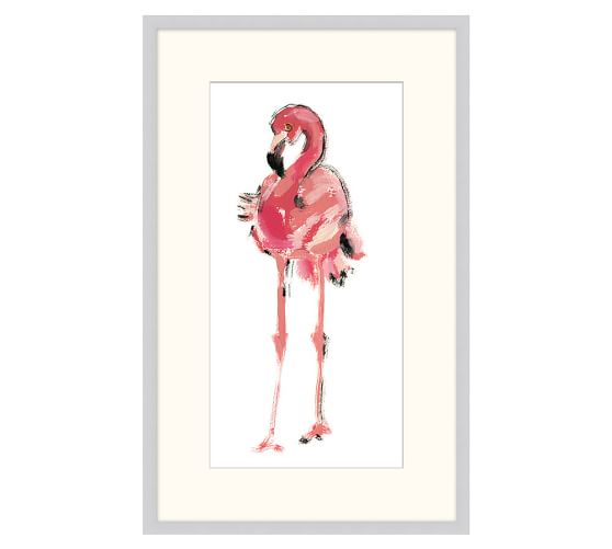 558x501 Watercolor Flamingo Framed Print Pottery Barn