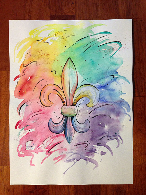 567x756 Fleur De Lis Watercolor Painting Art Watercolor