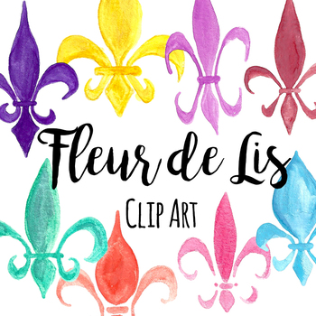 350x350 Hand Painted Watercolor Mardi Gras Fleur De Lis Clip Art By