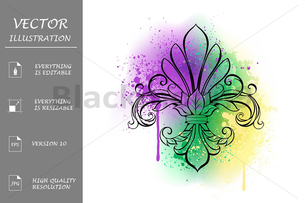 1158x772 Lily With Watercolor ( Mardi Gras Fleur De Lis )