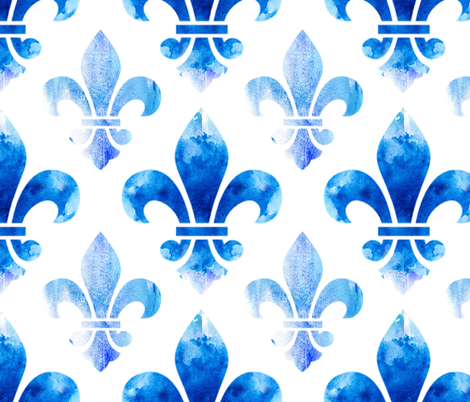 470x402 Watercolor Fleur De Lis Fabric