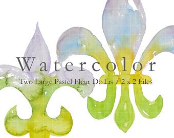 340x270 Fleur De Lis Pale Pastel Watercolor. Hand Painted. Beautiful Etsy