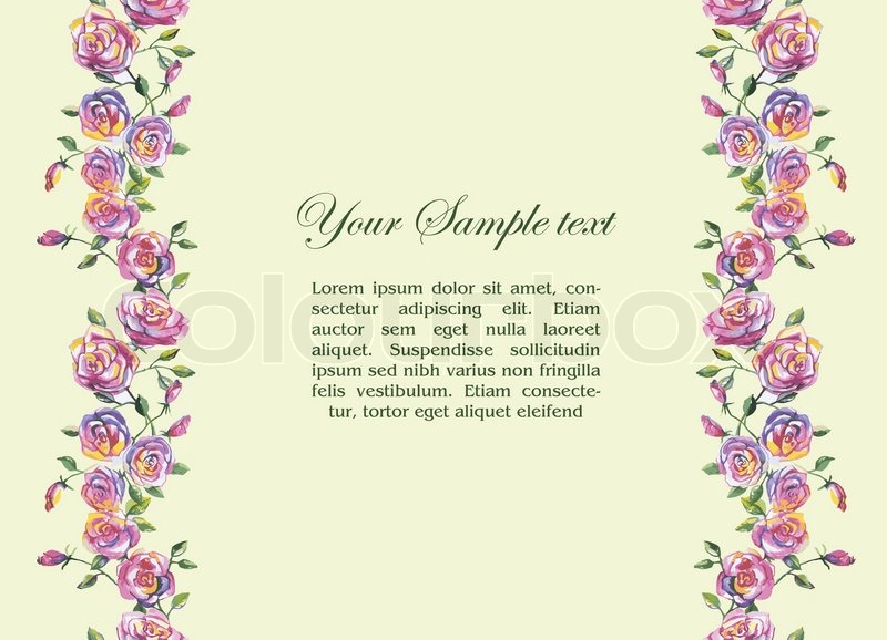 800x578 Floral Watercolor Border And Place For Your Text Stock Vector