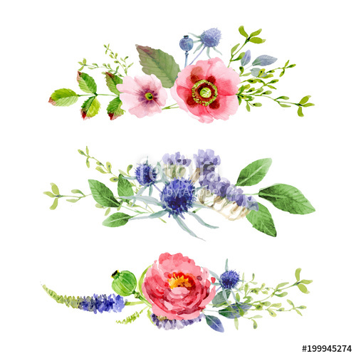 500x500 Lovely Floral Watercolor Background Border Frame Stock Image And