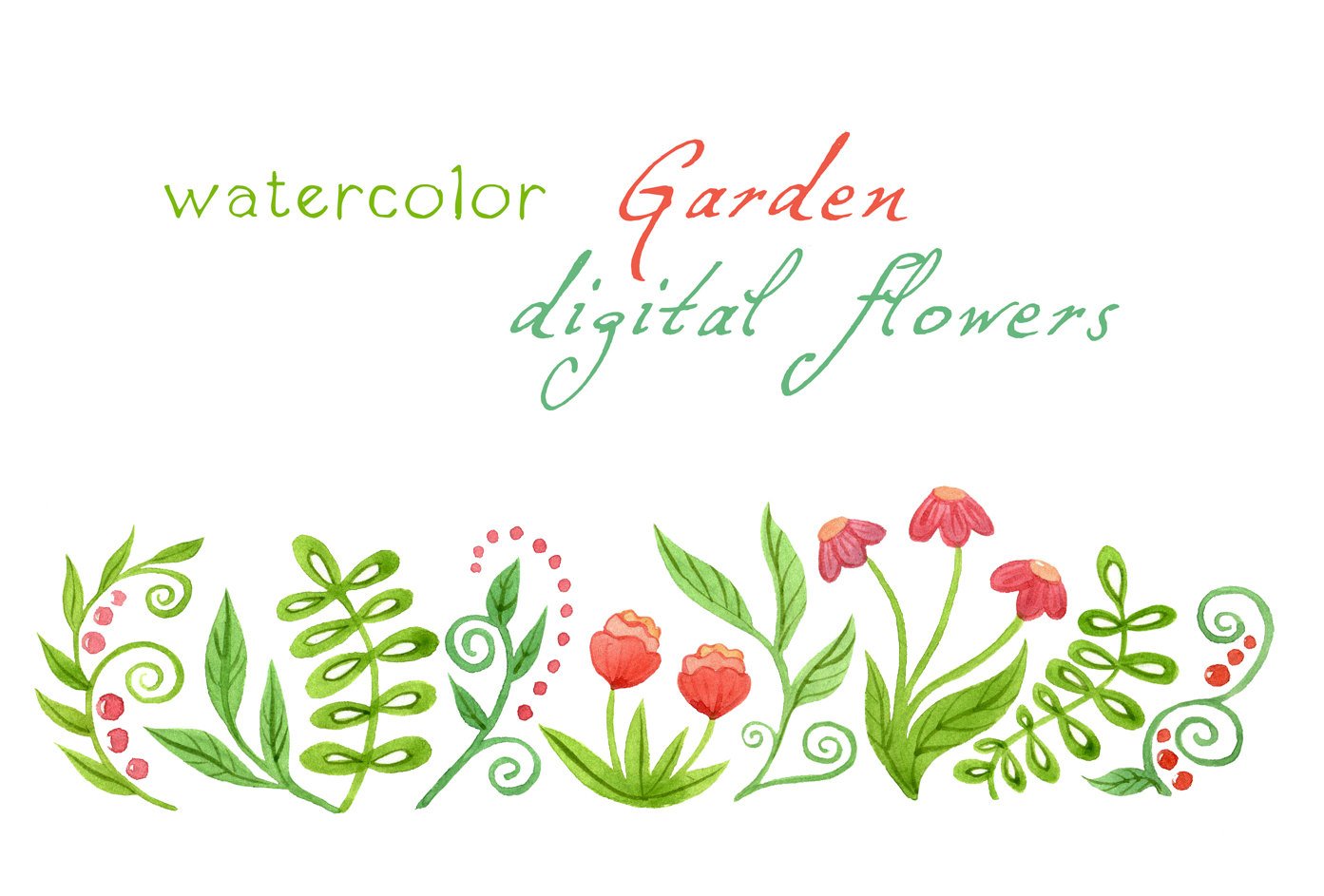 1393x943 Digital Clipart Watercolor Flowers Watercolor Garden Floral Etsy