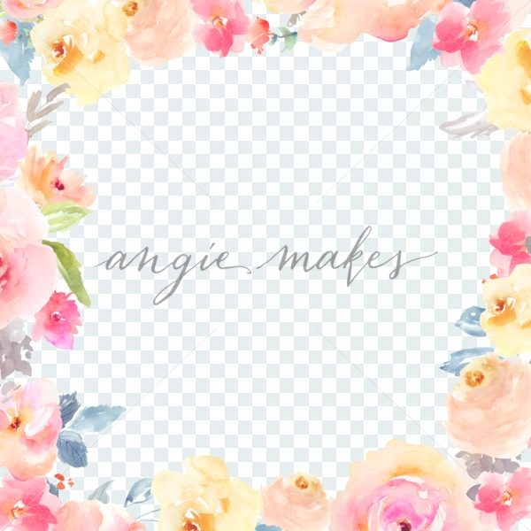 600x600 Watercolor Flower Border Frame