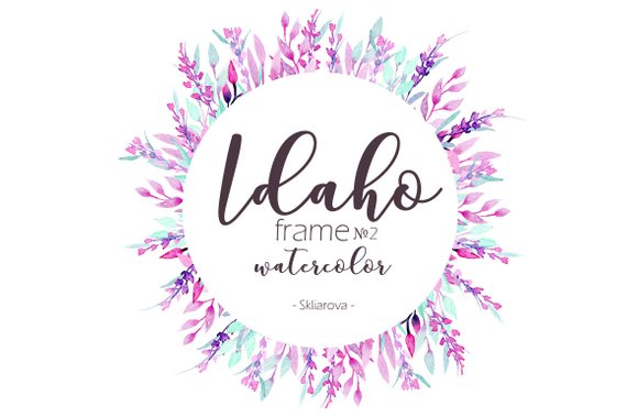 570x379 Watercolor Frame Circle Border Purple Flower Lavender Wreath Etsy