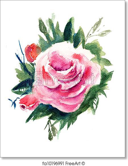 450x580 Free Art Print Of Roses Flowers, Watercolor Painting Freeart