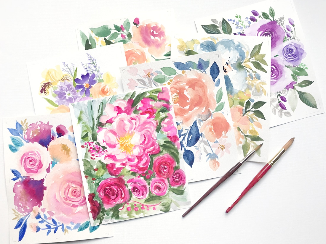 1100x825 Original Floral Watercolor Paintings Custom Watercolor