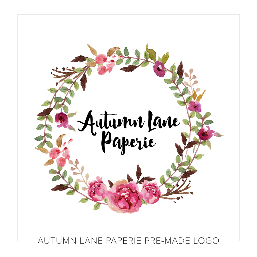 900x900 Pink Watercolor Floral Wreath Logo