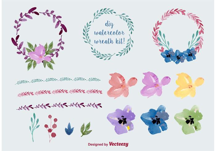 700x490 Watercolor Floral Wreath Vectors