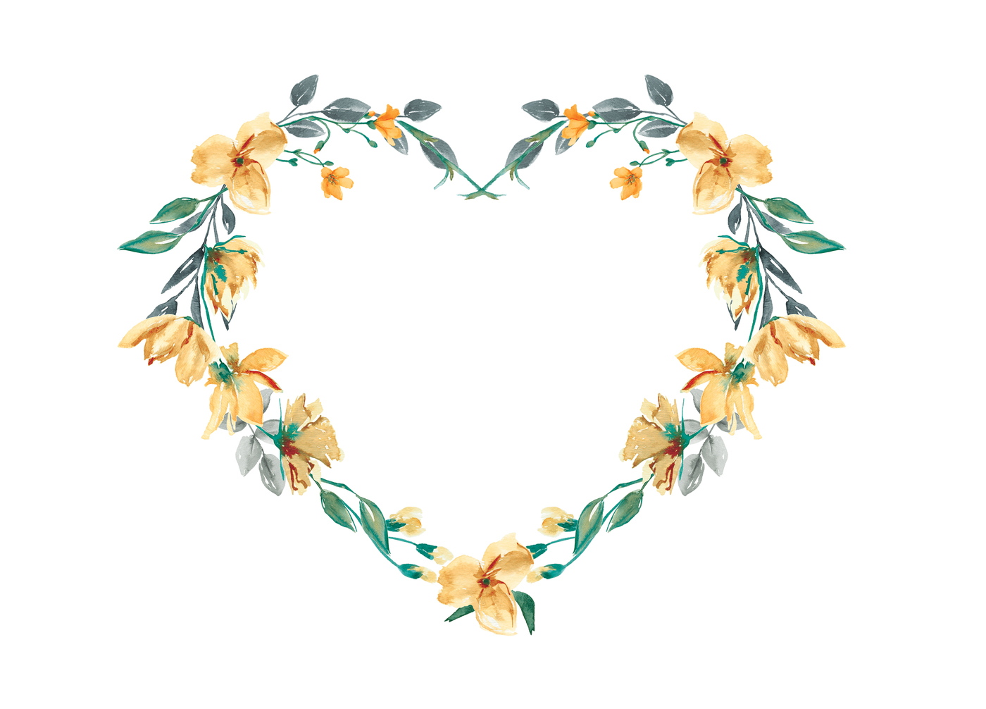 1400x1006 Watercolor Heart Shaped Floral Wreath Clipart By Patishop Art