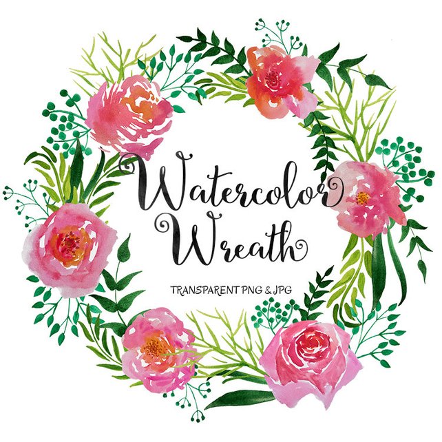642x642 Watercolor Wreath Clipart Watercolor Floral Etsy
