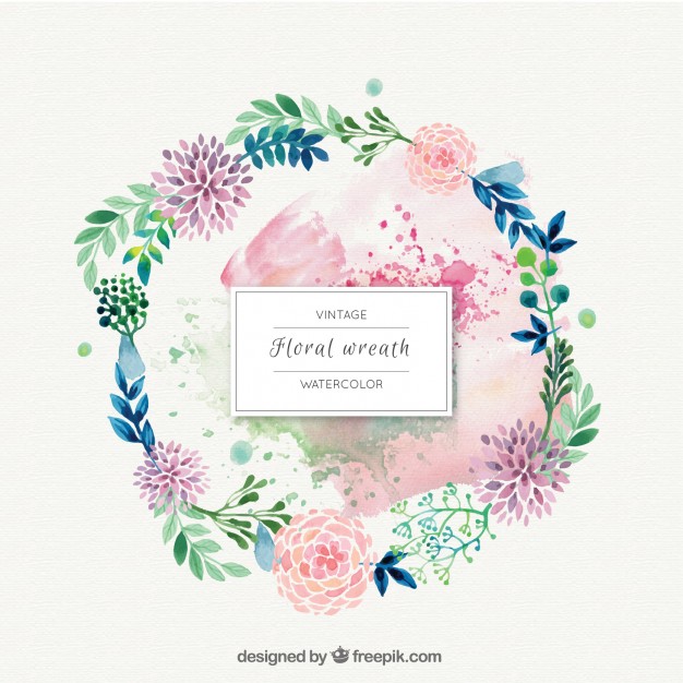 626x626 Watercolor Flowers With Leaves Wreath Ornament Vector Free Download