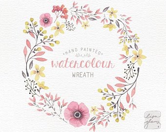 340x270 Watercolor Wreath Etsy