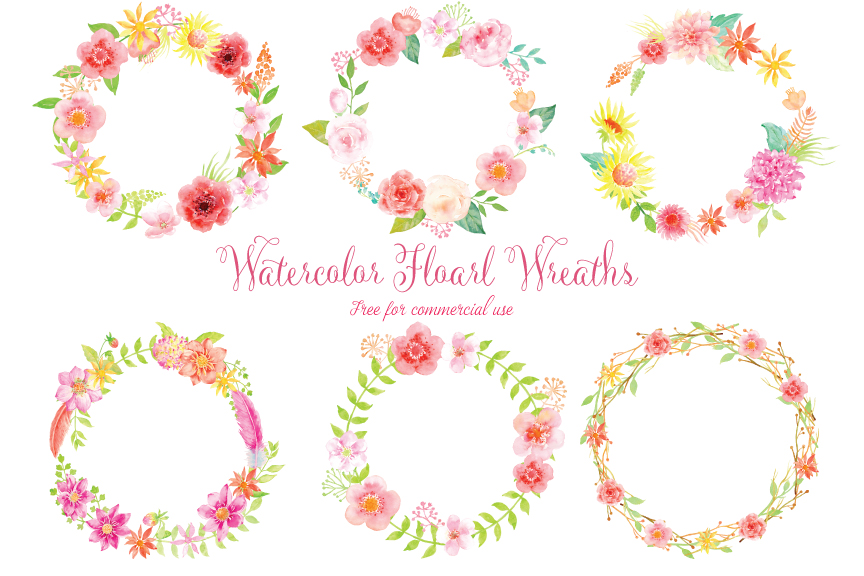 864x576 Floral Wreath Watercolor By Cornercroft