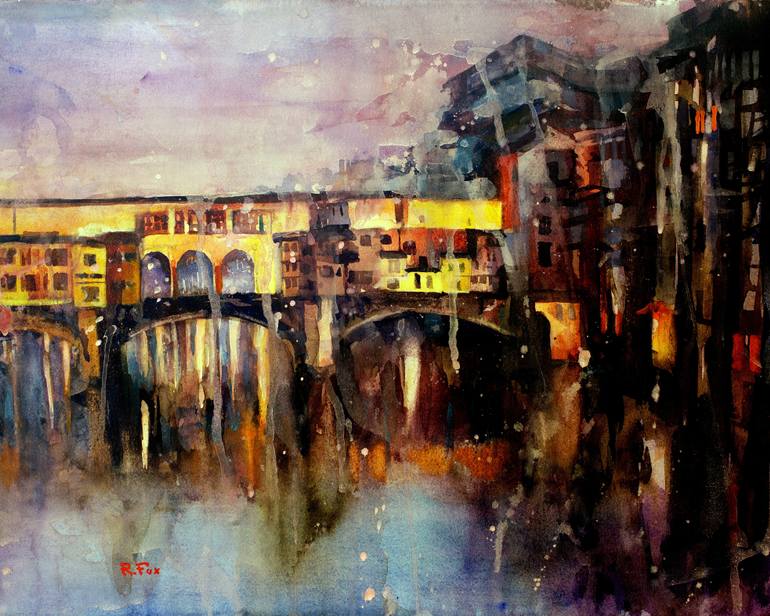 770x616 Fine Art Watercolor Painting Of The Historic Ponte Vecchio In The